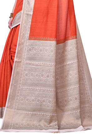 Pure Muga Silk Banarasi Saree in Orange