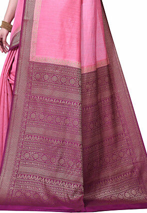 Pure Muga Silk Banarasi Saree in Pink