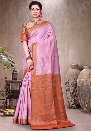 Pure Muga Silk Banarasi Saree in Pink