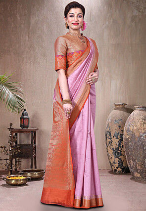 Pure Muga Silk Banarasi Saree in Pink