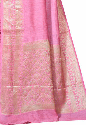 Pure Muga Silk Banarasi Saree in Pink