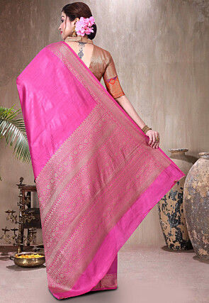 Pure Muga Silk Banarasi Saree in Pink