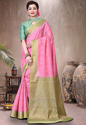 Pure Muga Silk Banarasi Saree in Pink