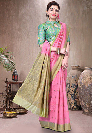 Pure Muga Silk Banarasi Saree in Pink
