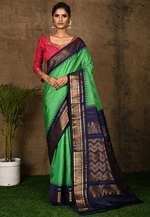 Pure Gadwal Silk Handloom Saree in Green