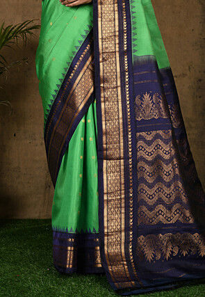Pure Gadwal Silk Handloom Saree in Green