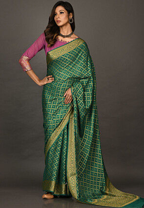 Banarasi Pure Georgette Saree in Dark Green
