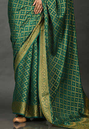 Banarasi Pure Georgette Saree in Dark Green