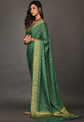 Banarasi Pure Georgette Saree in Dark Green