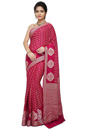 Pure Georgette Banarasi Saree in Fuchsia