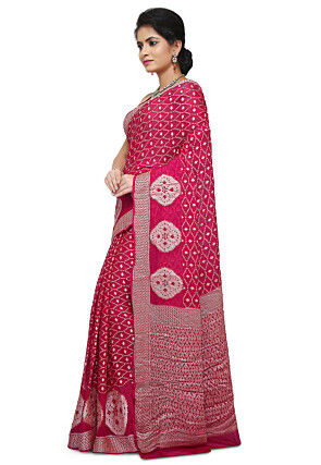 Pure Georgette Banarasi Saree in Fuchsia