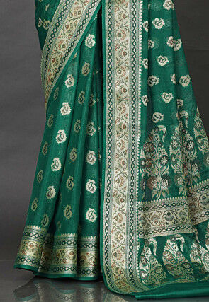 Banarasi Pure Georgette Saree in Teal Green