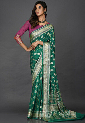 Banarasi Pure Georgette Saree in Teal Green