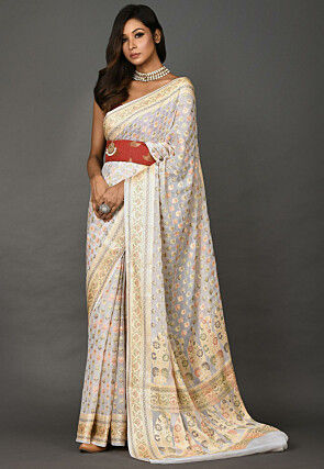 Banarasi Pure Georgette Saree in White
