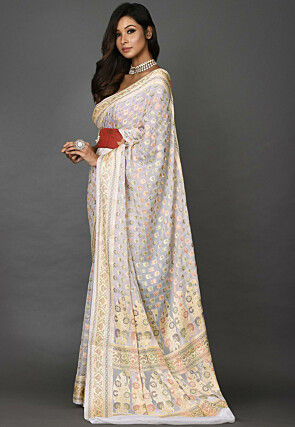 Banarasi Pure Georgette Saree in White