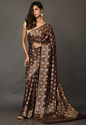 Banarasi Pure Georgette Saree in Wine