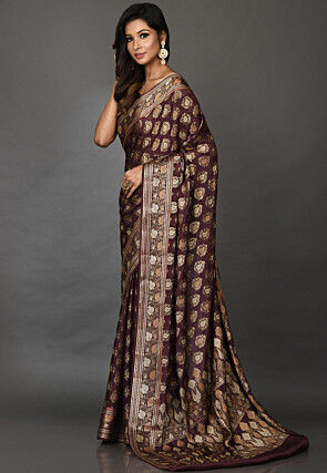 Banarasi Pure Georgette Saree in Wine