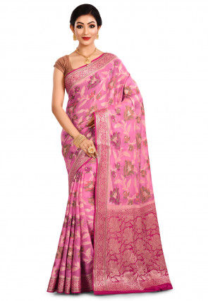Banarasi Pure Georgette Silk Saree in Pink