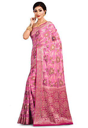 Banarasi Pure Georgette Silk Saree in Pink