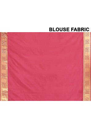 Kanchipuram Silk Embellished Saree in Coral Pink