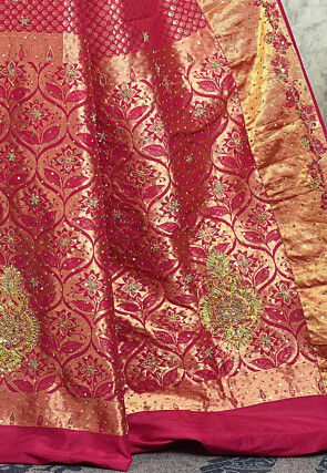 Kanchipuram Silk Embellished Saree in Fuchsia