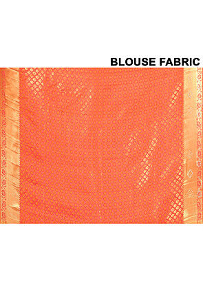 Pure Kanchipuram Silk Embellished Saree in Orange