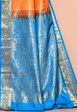 Pure Kanchipuram Silk Embellished Saree in Orange