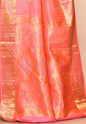 Kanchipuram Silk Embellished Saree in Peach
