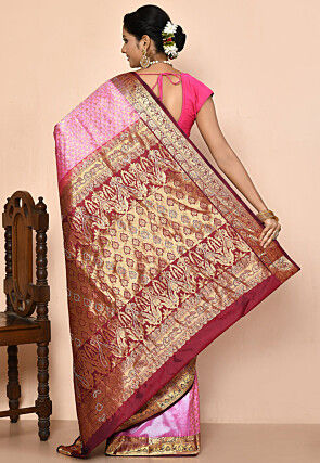 Pure Kanchipuram Silk Embellished Saree in Pink