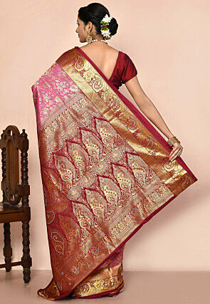 Pure Kanchipuram Silk Embellished Saree in Pink