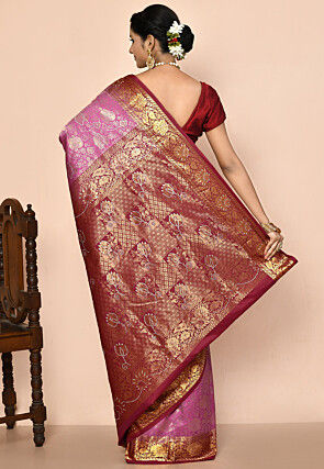 Pure Kanchipuram Silk Embellished Saree in Pink