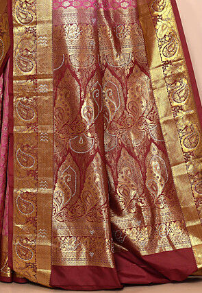 Pure Kanchipuram Silk Embellished Saree in Pink