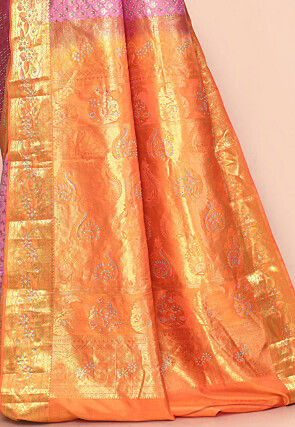 Pure Kanchipuram Silk Embellished Saree in Pink
