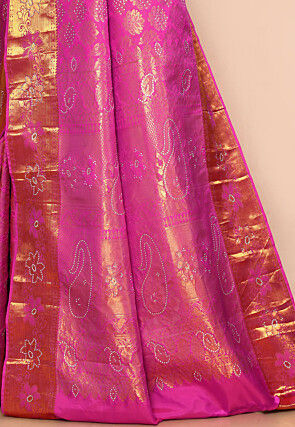 Kanchipuram Silk Embellished Saree in Pink