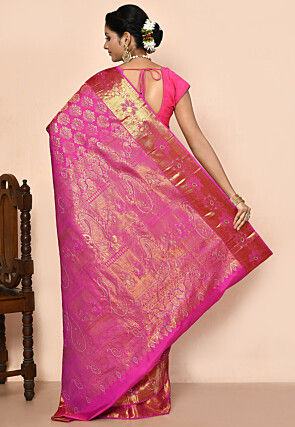 Kanchipuram Silk Embellished Saree in Pink