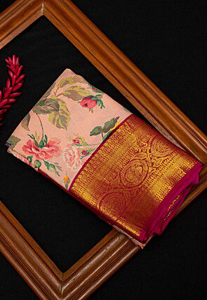 Pure Kanchipuram Silk Handloom Saree in Peach
