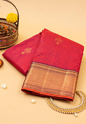 Pure Kanchipuram Silk Handloom Saree in Red