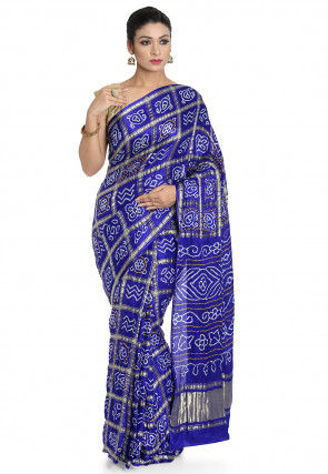 Pure Satin Silk Gharchola Saree in Royal Blue