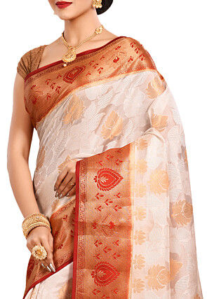 Banarasi Silk Saree in Off White