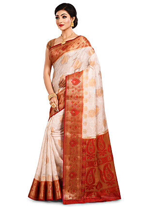 Banarasi Silk Saree in Off White