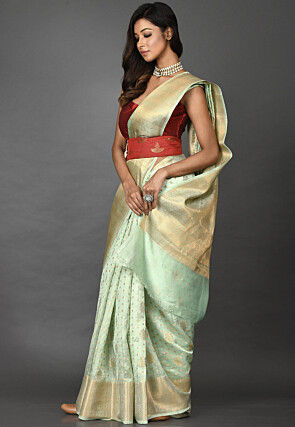 Banarasi Silk Saree in Pastel Green