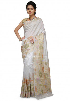 Banarasi Silk Saree in White