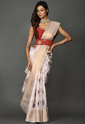 Banarasi Silk Saree in White