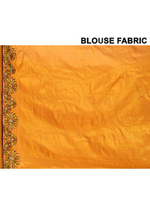 Pure Silk Embroidered Saree in Mustard