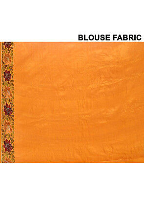 Pure Silk Embroidered Saree in Mustard