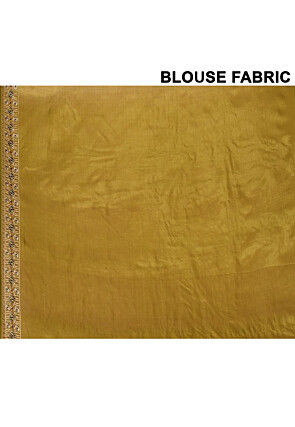 Pure Silk Embroidered Saree in Olive Green