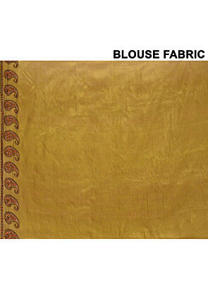Pure Silk Embroidered Saree in Olive Green