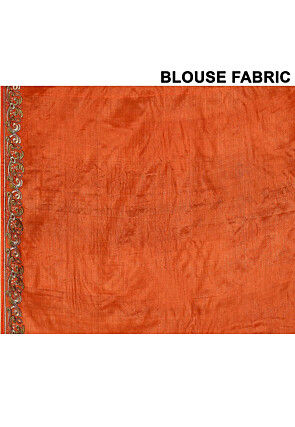 Pure Silk Embroidered Saree in Orange