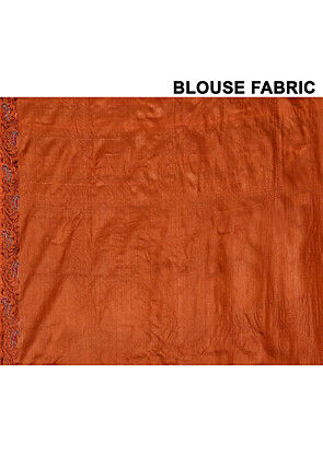 Pure Silk Embroidered Saree in Orange