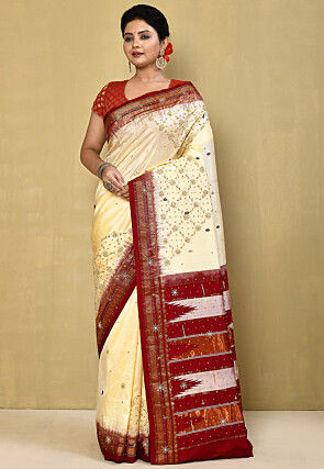 Pure Silk Kanchipuram Saree in Cream